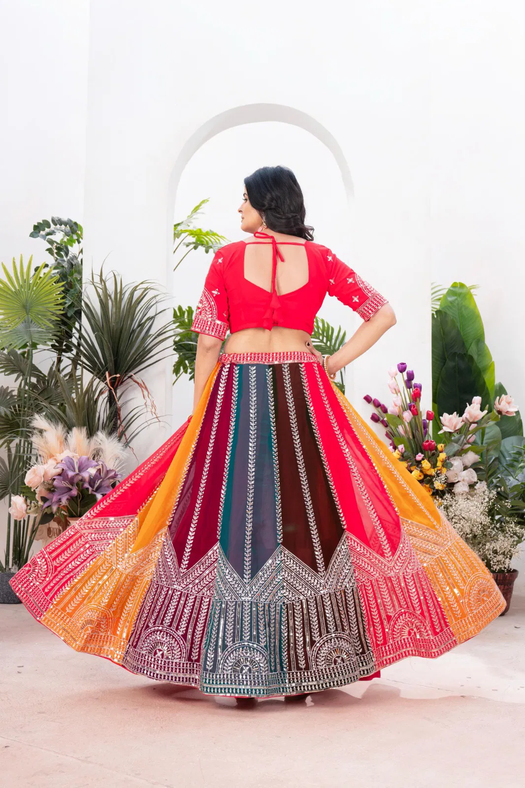 Dvd 5080 Faux Georgette Embroidery Sequence Design Work Lehenga Bulk Orders In India